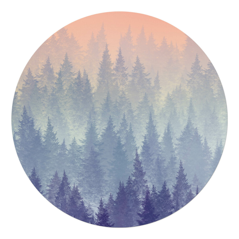 Podkładka pod krzesło okrągła Mglista panorama lasu