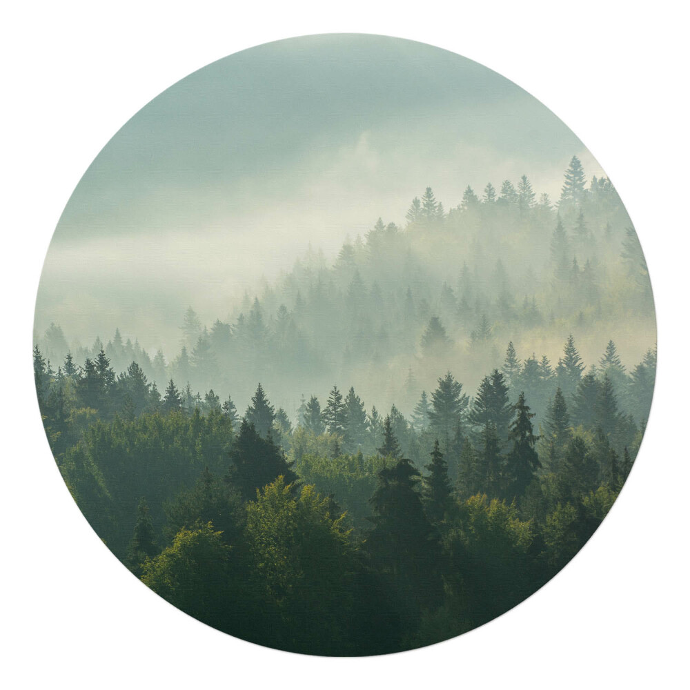 Podkładka pod krzesło obrotowe okrągła Mglisty las o świcie