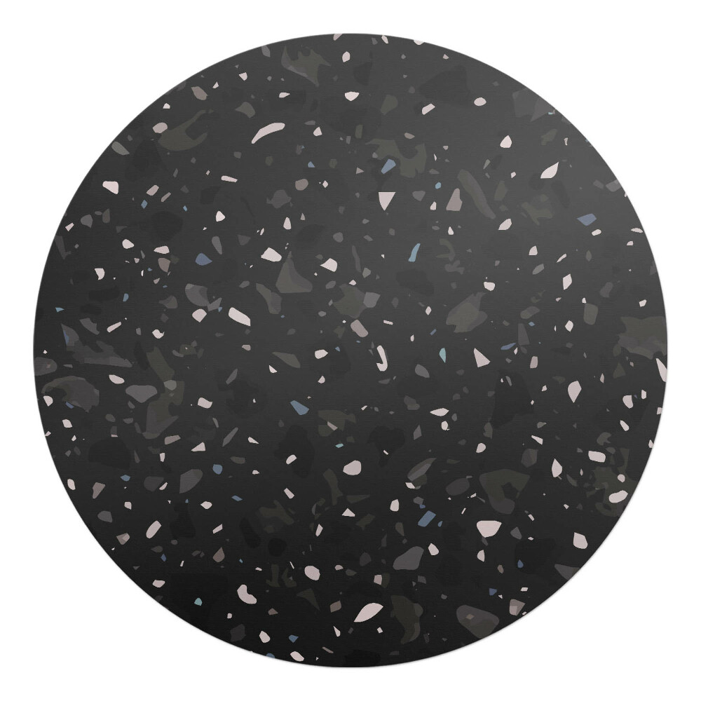 Mata pod fotel biurowy okrągła Terrazzo ciemny wzór