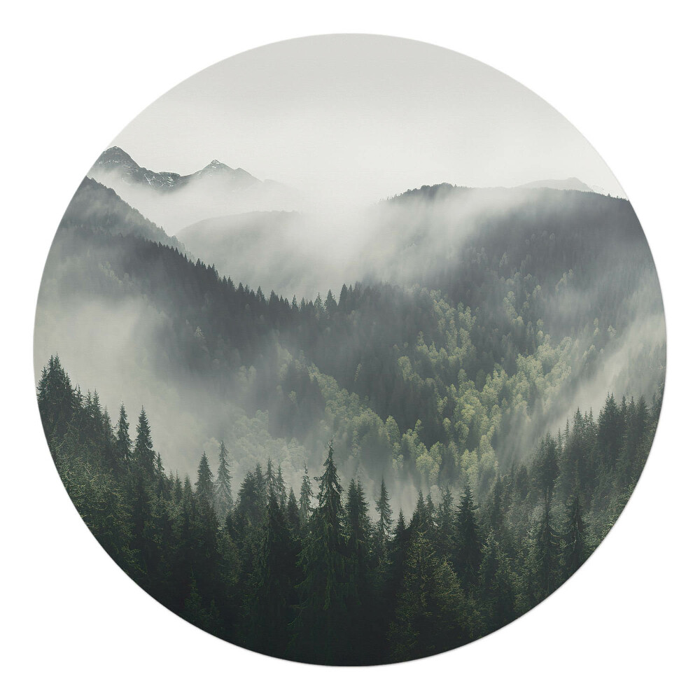 Mata pod krzesło okrągła Mgła nad lasem