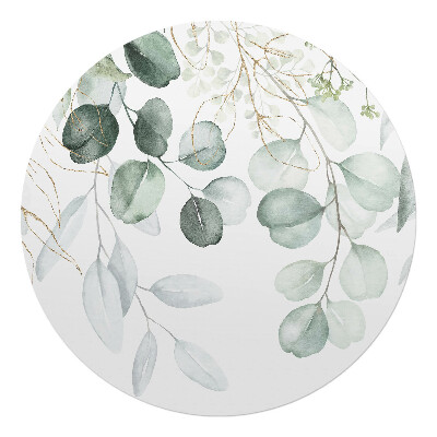 Podkładka pod krzesło obrotowe okrągła Akwarela liście gałązki