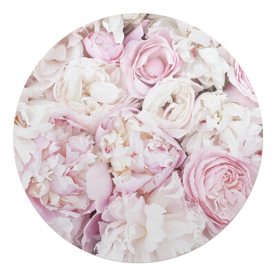 Mata na podłogę pod krzesło okrągła Pastelowe piwonie