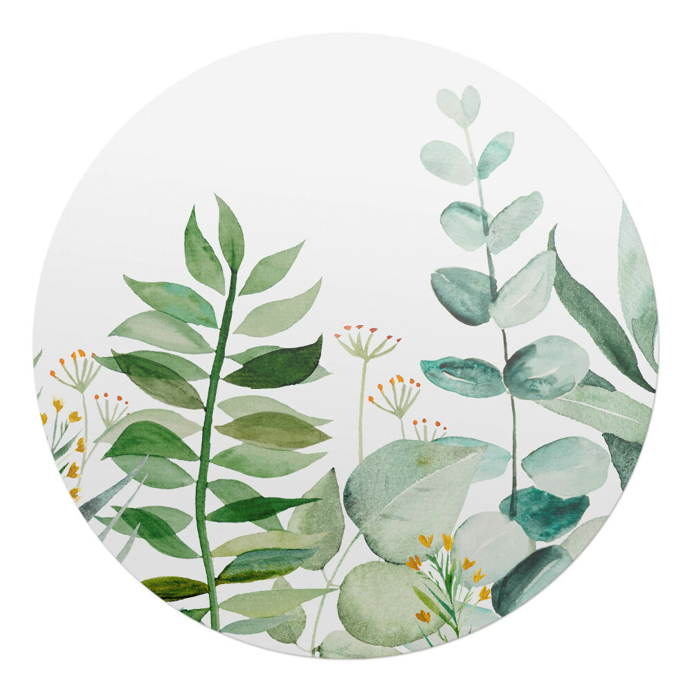 Podkładka pod krzesło okrągła Akwarelowe liście
