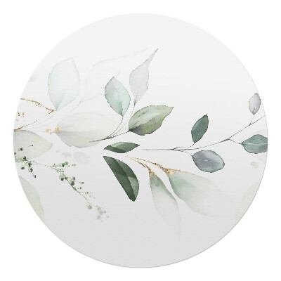 Mata pod fotel biurowy okrągła Delikatne liście akwarela