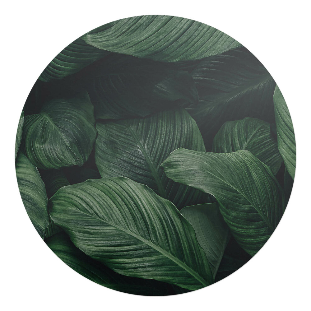 Mata pod krzesło okrągła Tropikalne liście