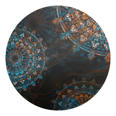 Mata na podłogę pod krzesło okrągła Mandale geometryczne