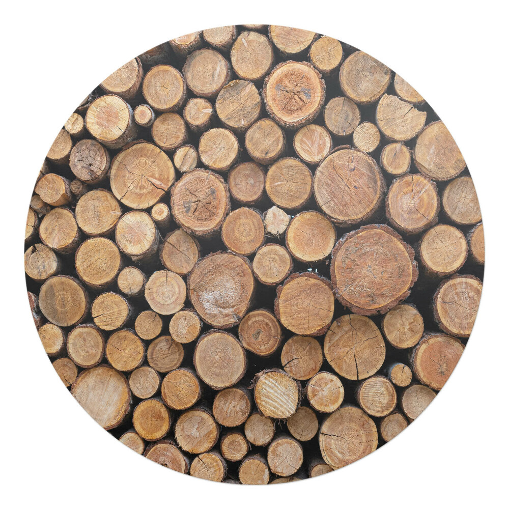 Mata pod krzesło okrągła Stosy drewnianych bali