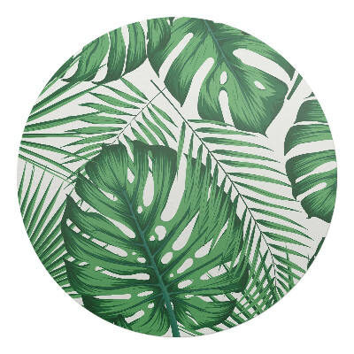 Mata na podłogę pod krzesło okrągła Tropikalne liście
