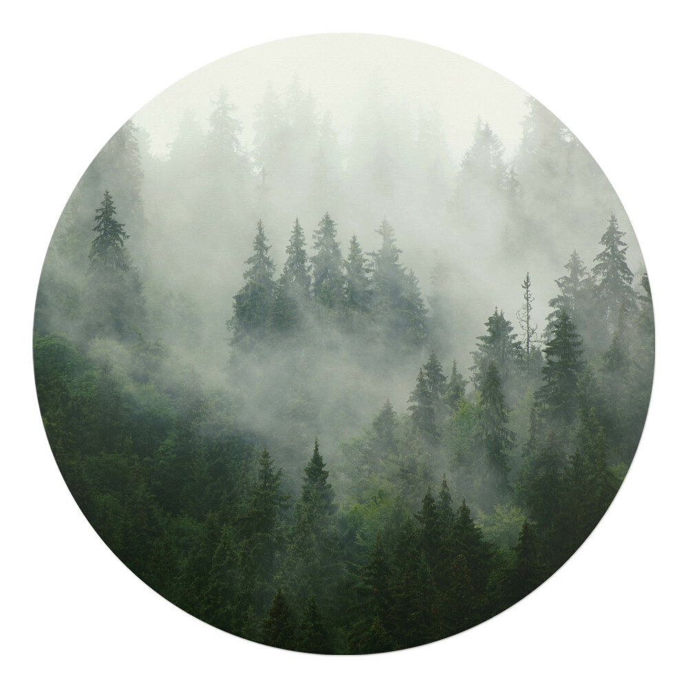Podkładka pod krzesło obrotowe okrągła Mglisty las iglasty