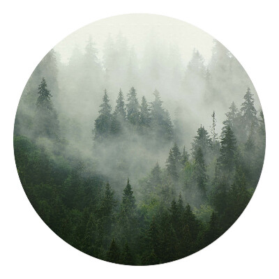 Podkładka pod krzesło obrotowe okrągła Mglisty las iglasty