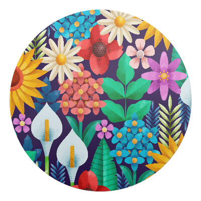 Mata na podłogę pod krzesło okrągła Kwiatowy wzór retro