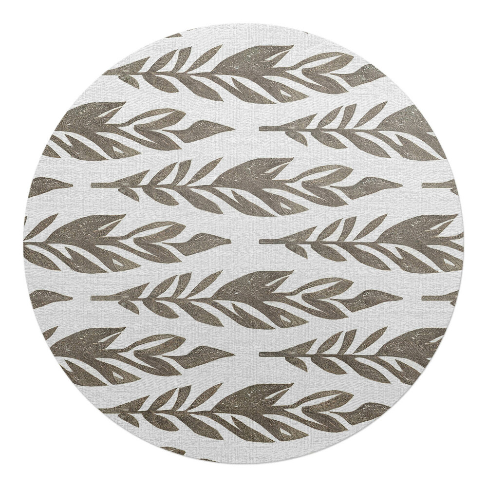 Mata pod krzesło okrągła Liście w rzędach