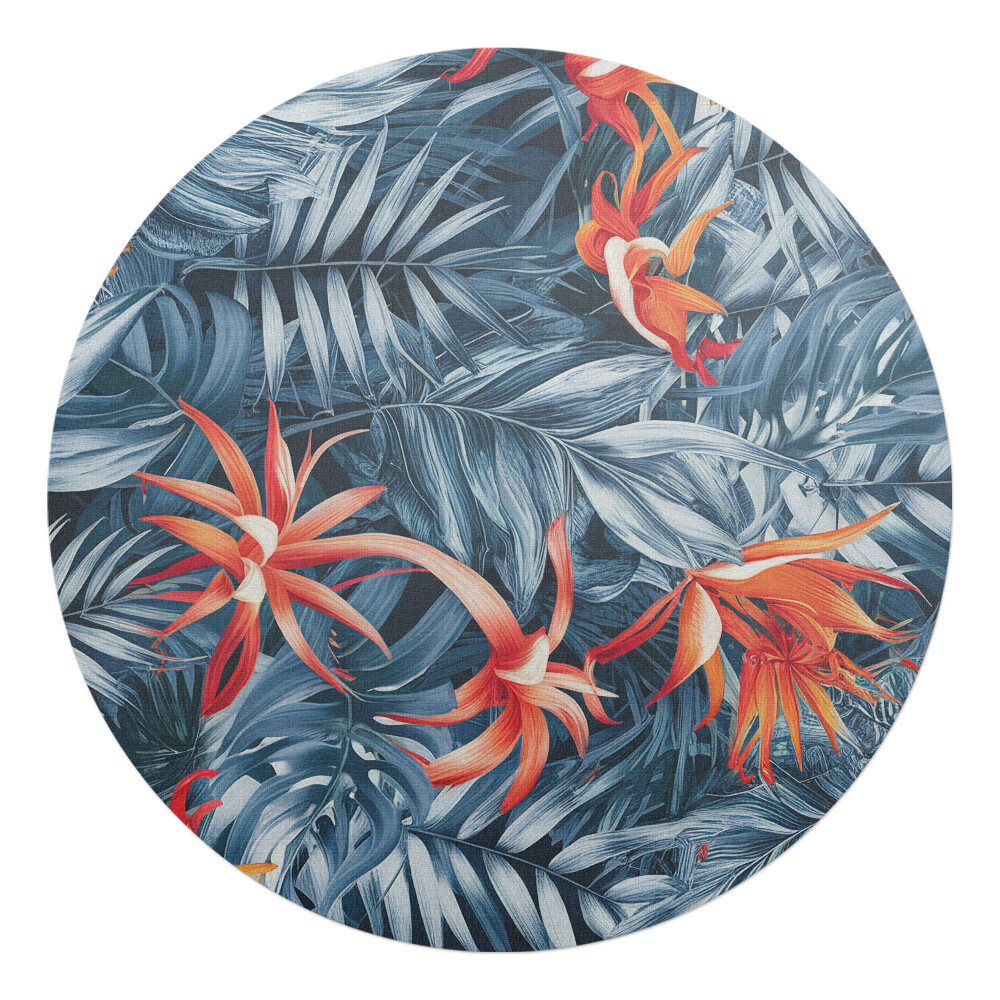 Podkładka pod krzesło okrągła Egzotyczne liście i kwiaty