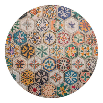 Mata pod krzesło okrągła Mozaika kwiatowa