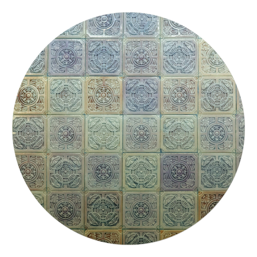 Mata pod fotel biurowy okrągła Retro kafelki vintage