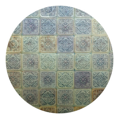 Mata pod fotel biurowy okrągła Retro kafelki vintage