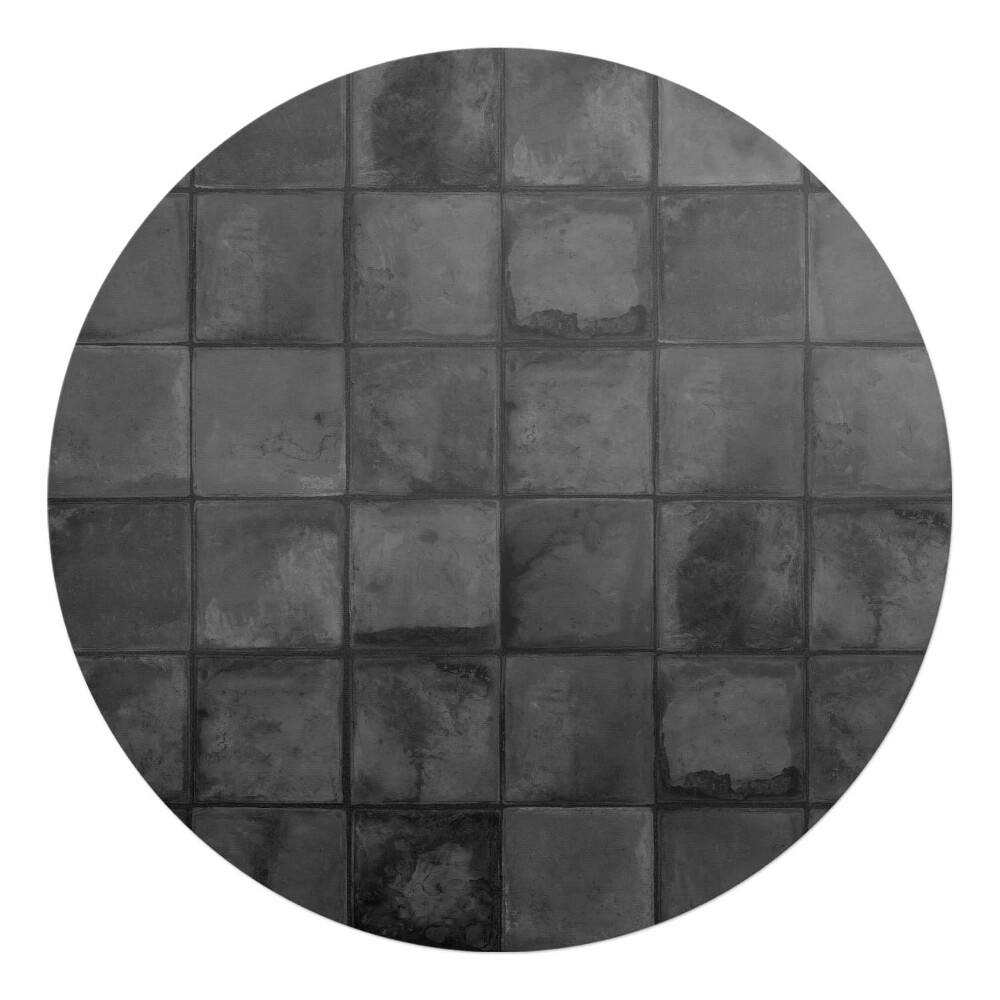 Podkładka pod krzesło obrotowe okrągła Ciemne kafelki retro