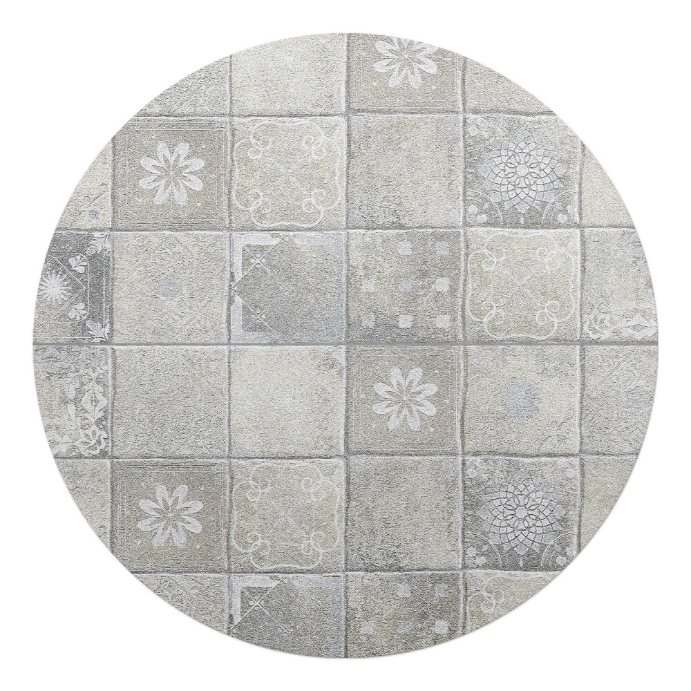 Mata na podłogę pod krzesło okrągła Kafelki z ornamentem