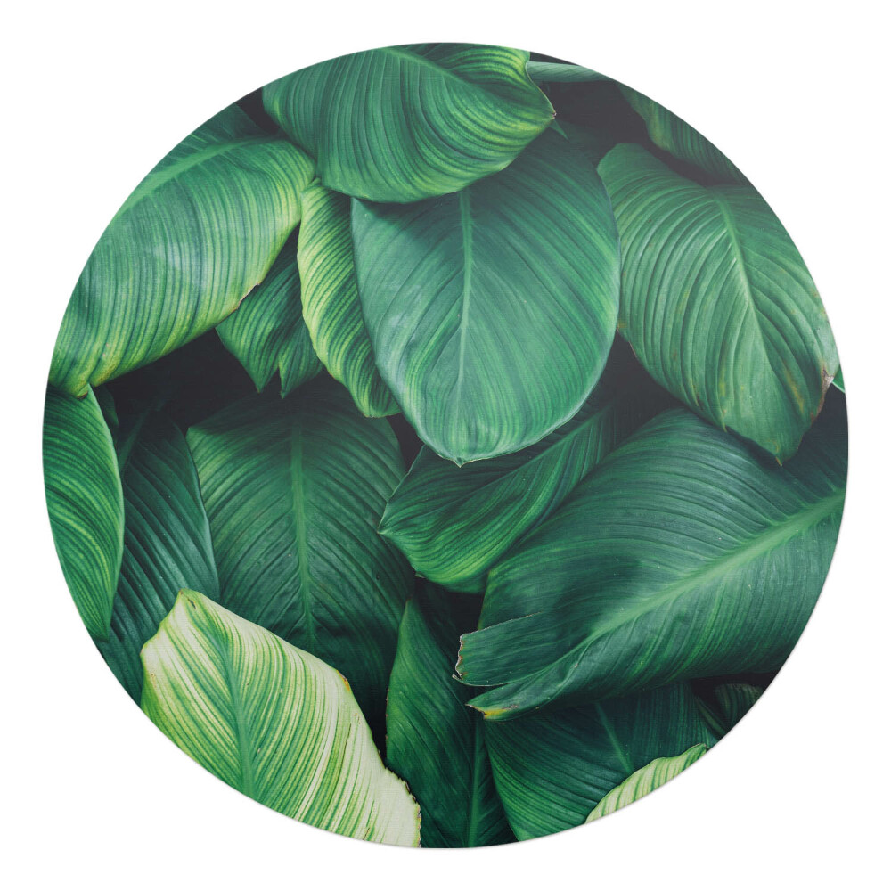 Mata na podłogę pod krzesło okrągła Liście tropikalne