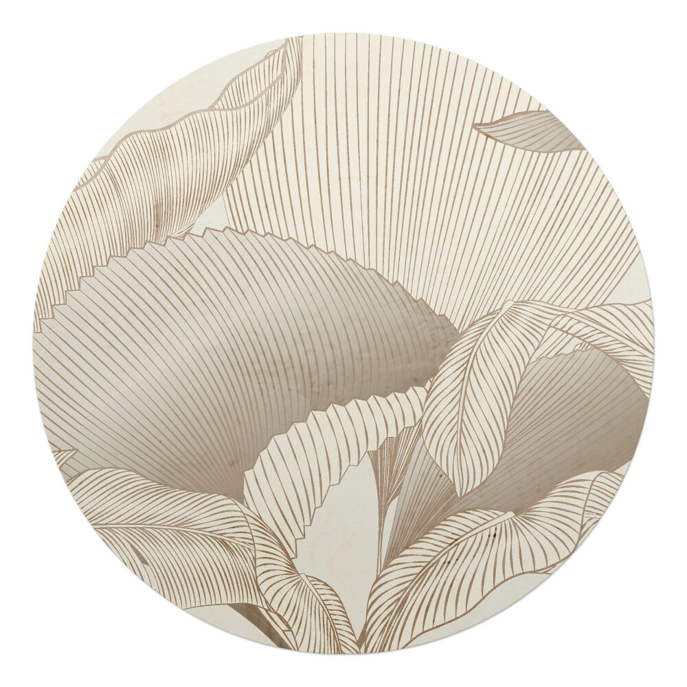 Mata na podłogę pod krzesło okrągła Liście w delikatnych liniach