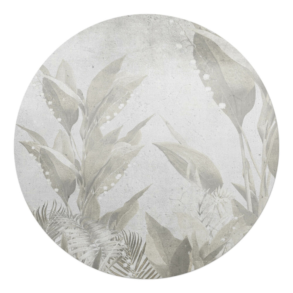 Podkładka pod krzesło obrotowe okrągła Subtelne liście retro