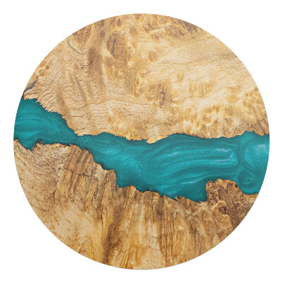 Podkładka pod krzesło okrągła Drewniany wzór z żywicą