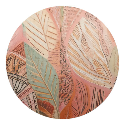 Podkładka pod krzesło okrągła Liście w abstrakcji