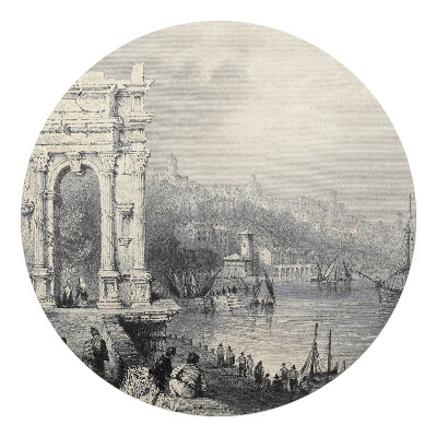 Podkładka pod krzesło obrotowe okrągła Antyczna brama i port