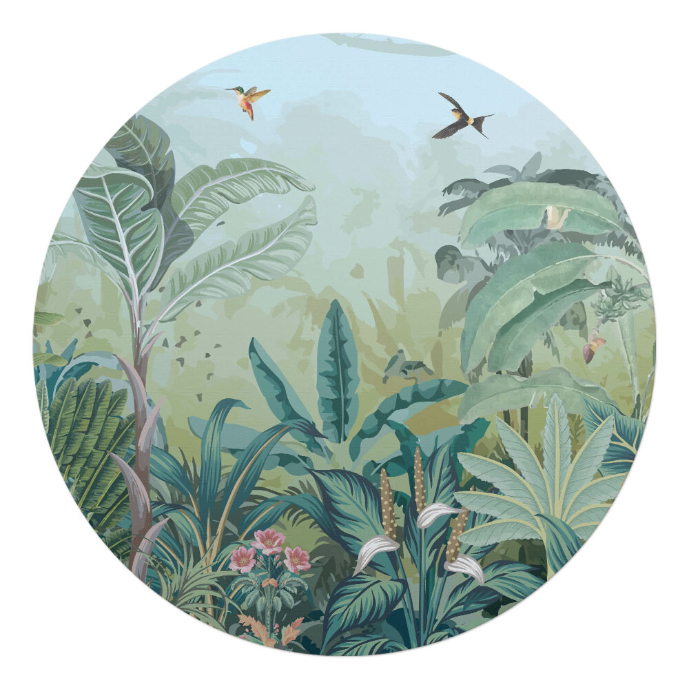 Mata pod krzesło okrągła Tropikalna dżungla