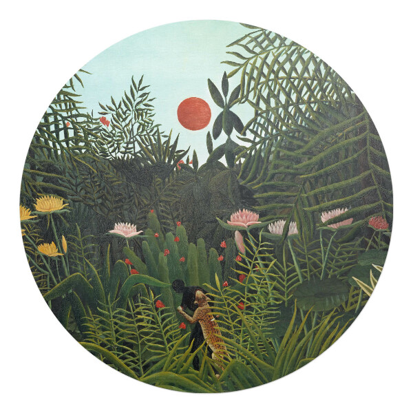 Podkładka pod krzesło obrotowe okrągła Dżungla o zachodzie