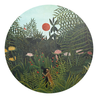 Podkładka pod krzesło obrotowe okrągła Dżungla o zachodzie