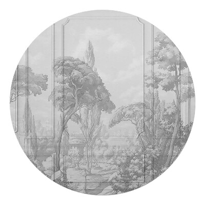 Mata pod fotel biurowy okrągła Krajobraz z drzewami