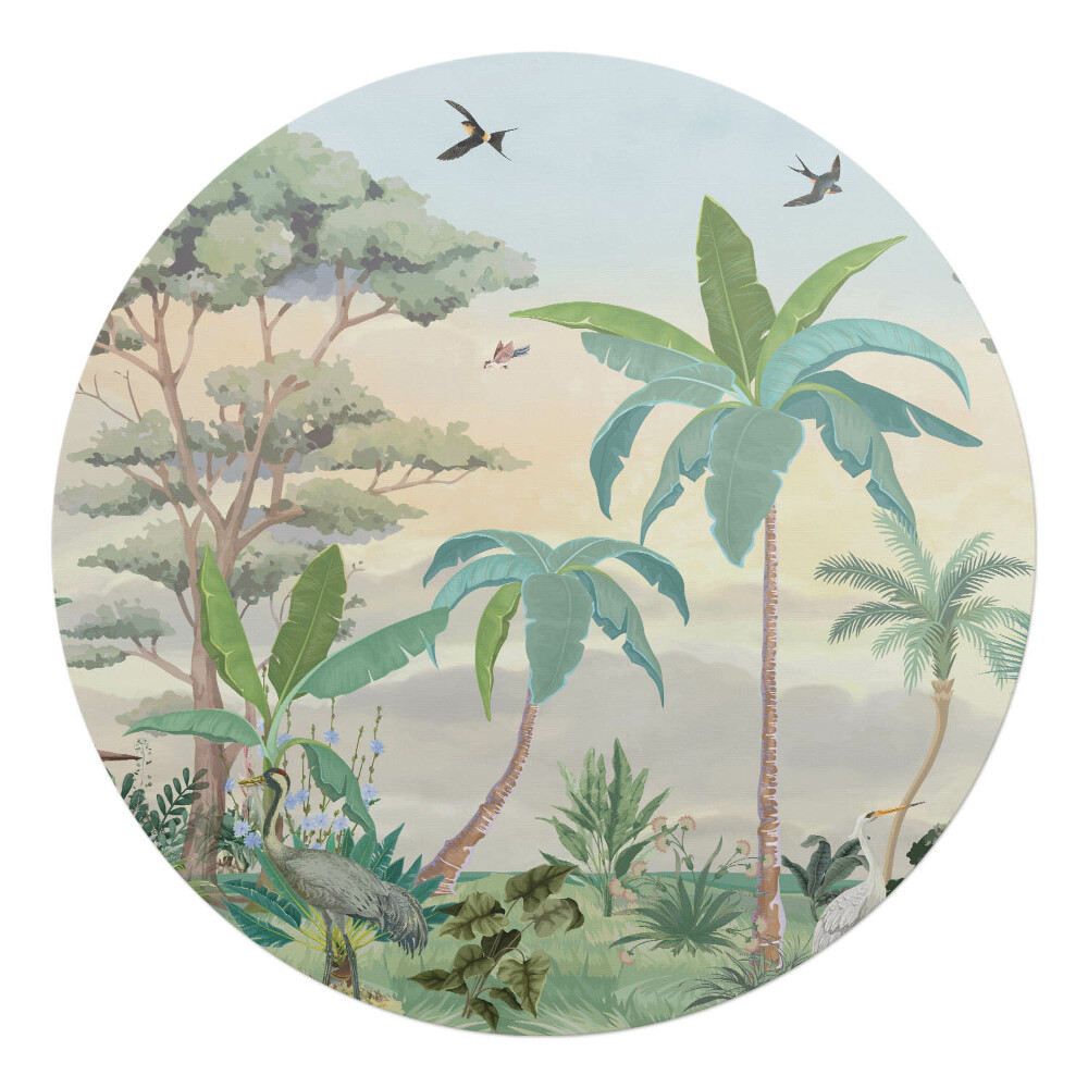 Mata na podłogę pod krzesło okrągła Tropikalny pejzaż