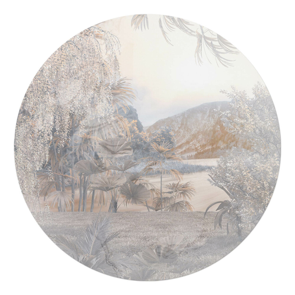 Mata na podłogę pod krzesło okrągła Pastelowy krajobraz natury