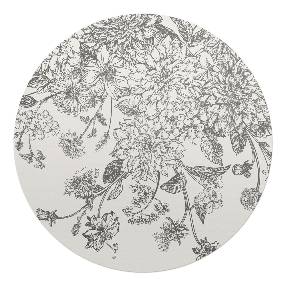 Mata pod fotel biurowy okrągła Kwiatowy wzór vintage