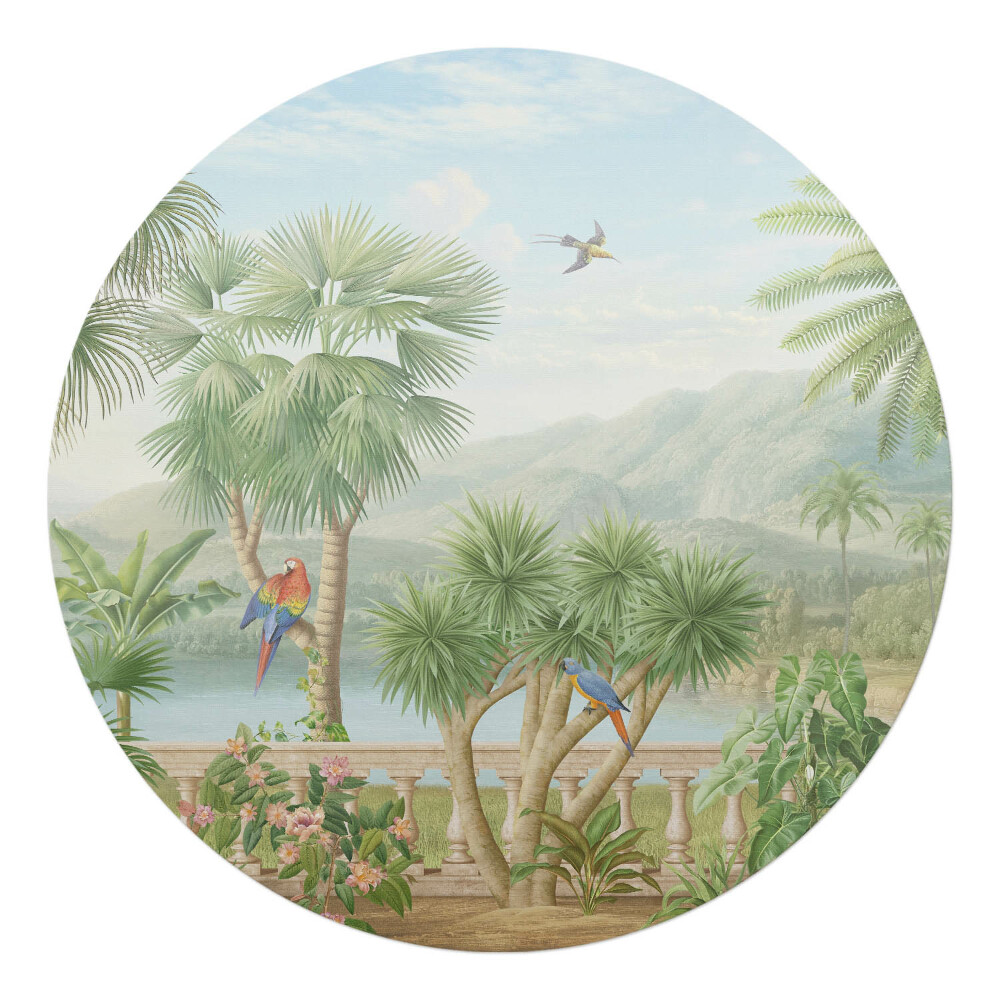 Mata na podłogę pod krzesło okrągła Tropikalny krajobraz