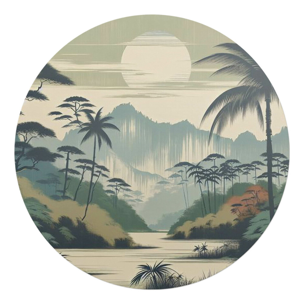 Mata pod krzesło okrągła Tropikalny krajobraz