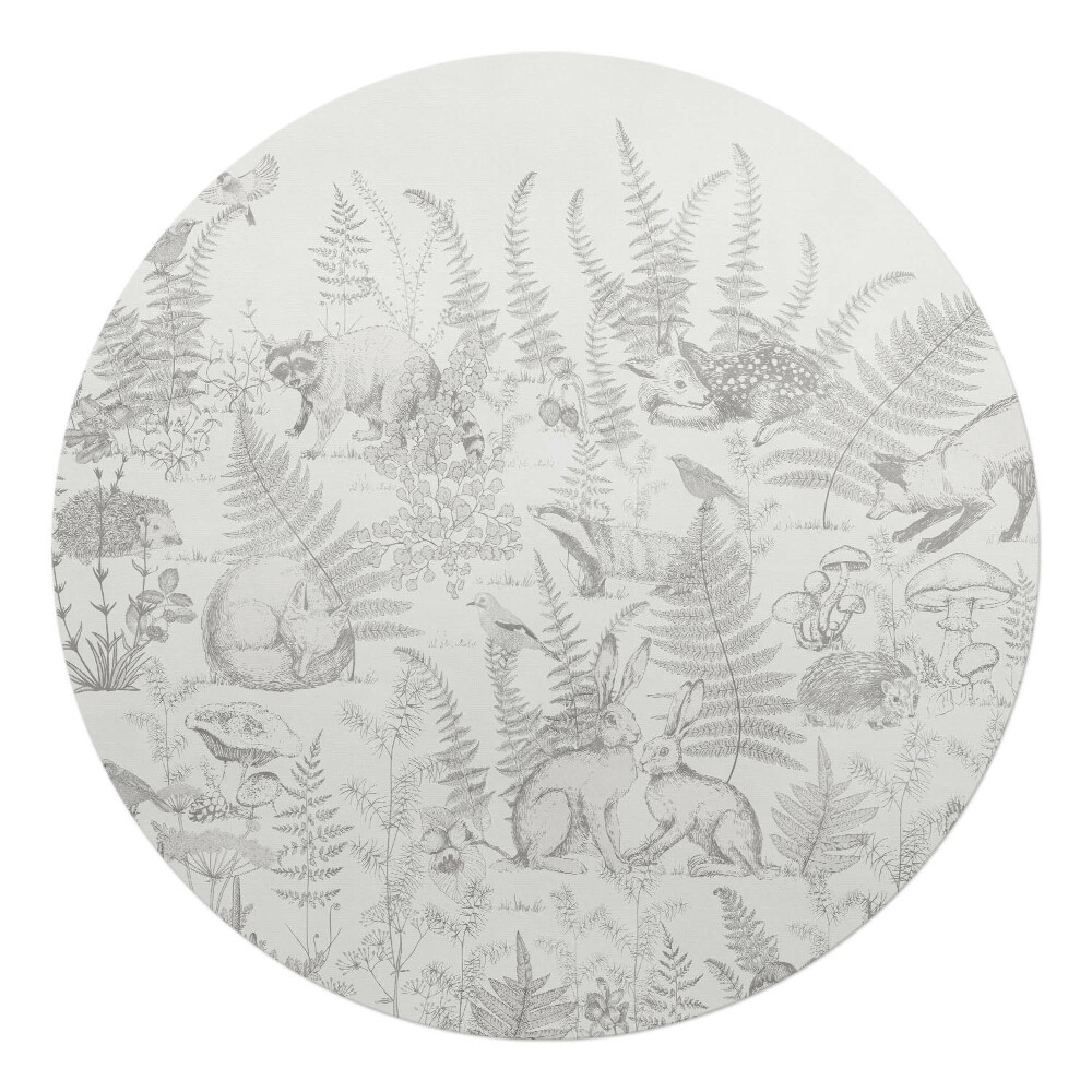 Podkładka pod krzesło obrotowe okrągła Leśne zwierzęta i paprocie