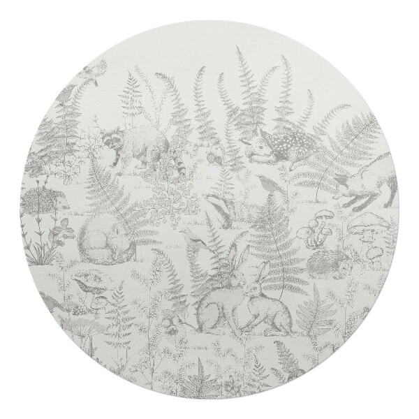 Podkładka pod krzesło obrotowe okrągła Leśne zwierzęta i paprocie