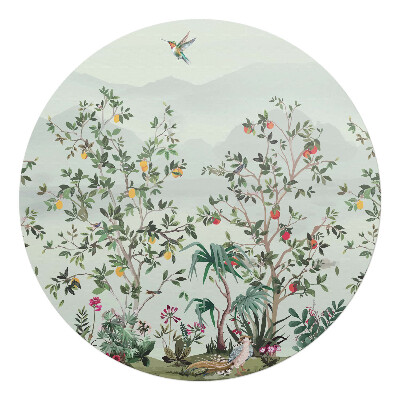 Podkładka pod krzesło okrągła Egzotyczne ptaki wśród drzew