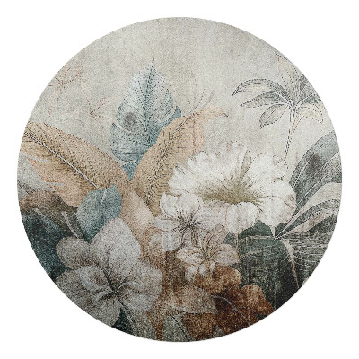 Podkładka pod krzesło obrotowe okrągła Kwiatowy wzór vintage