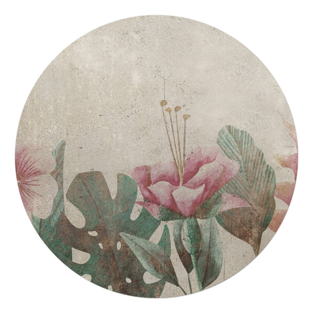 Mata na podłogę pod krzesło okrągła Kwiatowy wzór vintage