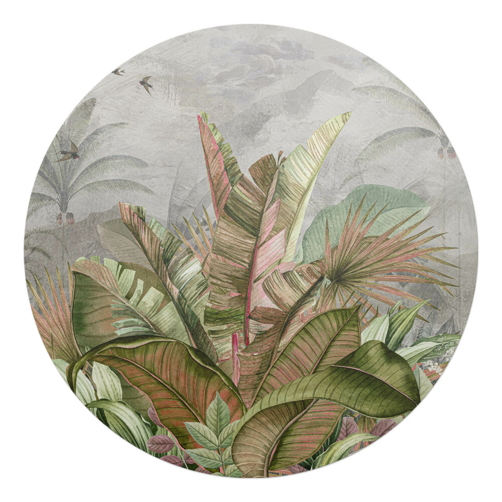 Mata na podłogę pod krzesło okrągła Tropikalna dżungla