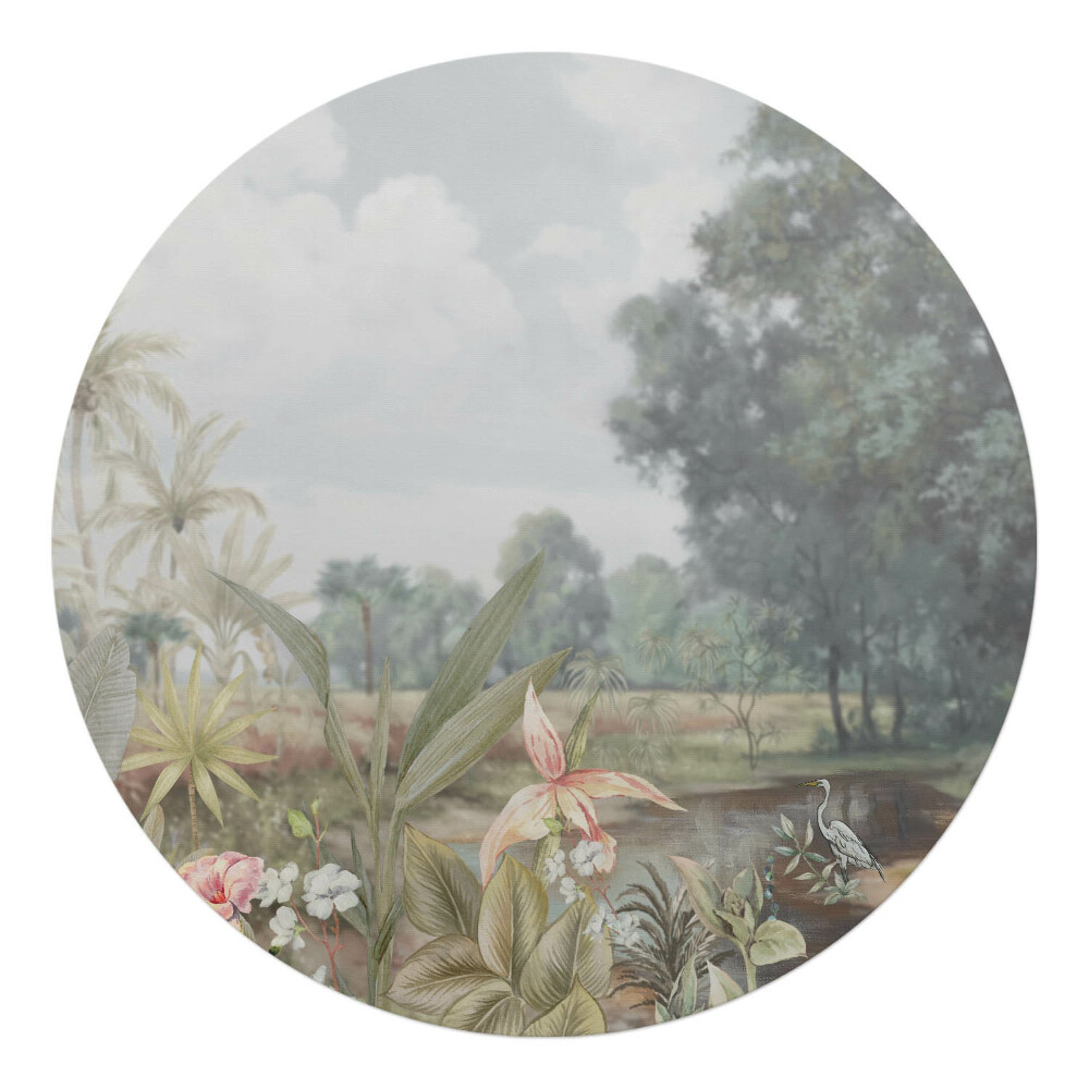 Mata pod krzesło okrągła Tropikalny krajobraz