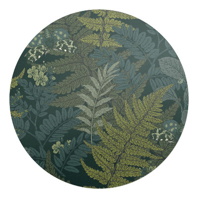 Mata na podłogę pod krzesło okrągła Leśne liście i motyle