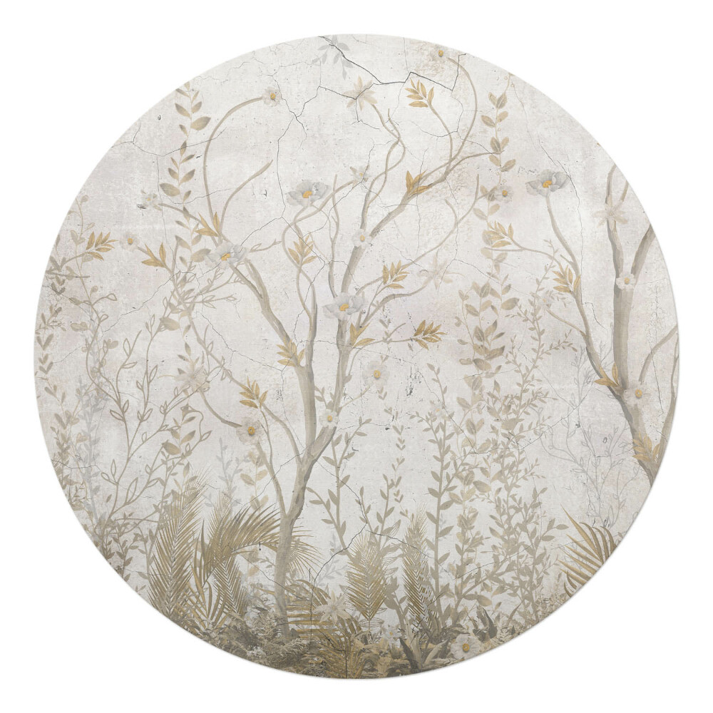 Mata na podłogę pod krzesło okrągła Delikatne roślinne wzory