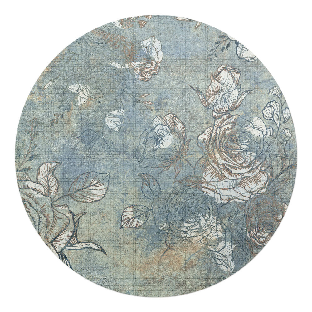 Podkładka pod krzesło okrągła Kwiatowy wzór vintage