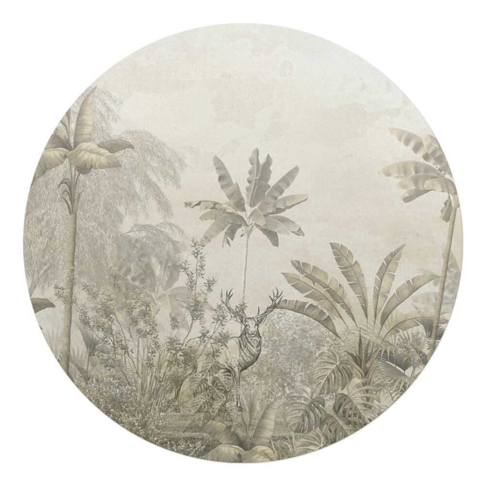 Podkładka pod krzesło obrotowe okrągła Tropikalny las z jeleniem