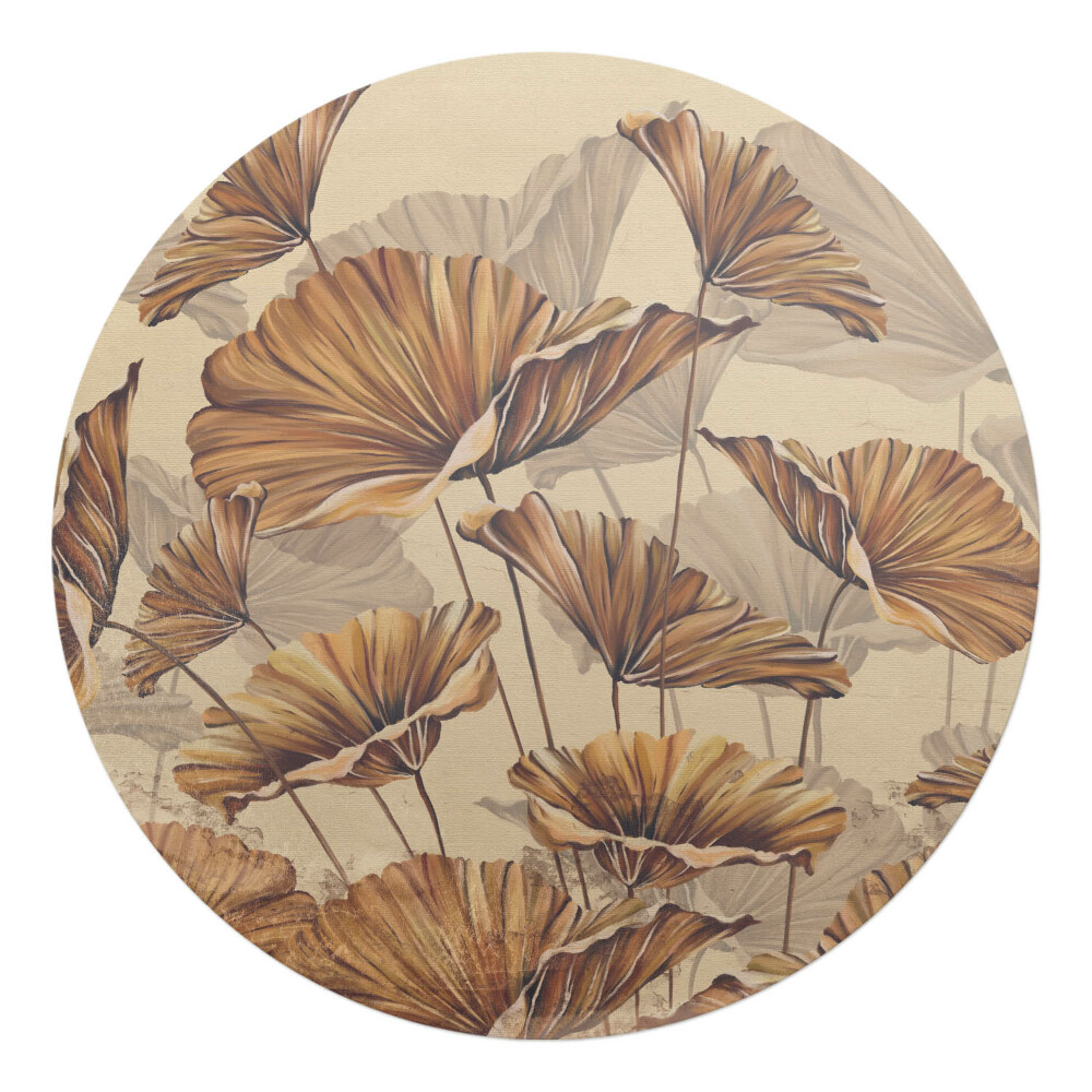 Mata na podłogę pod krzesło okrągła Kwiaty w sepii