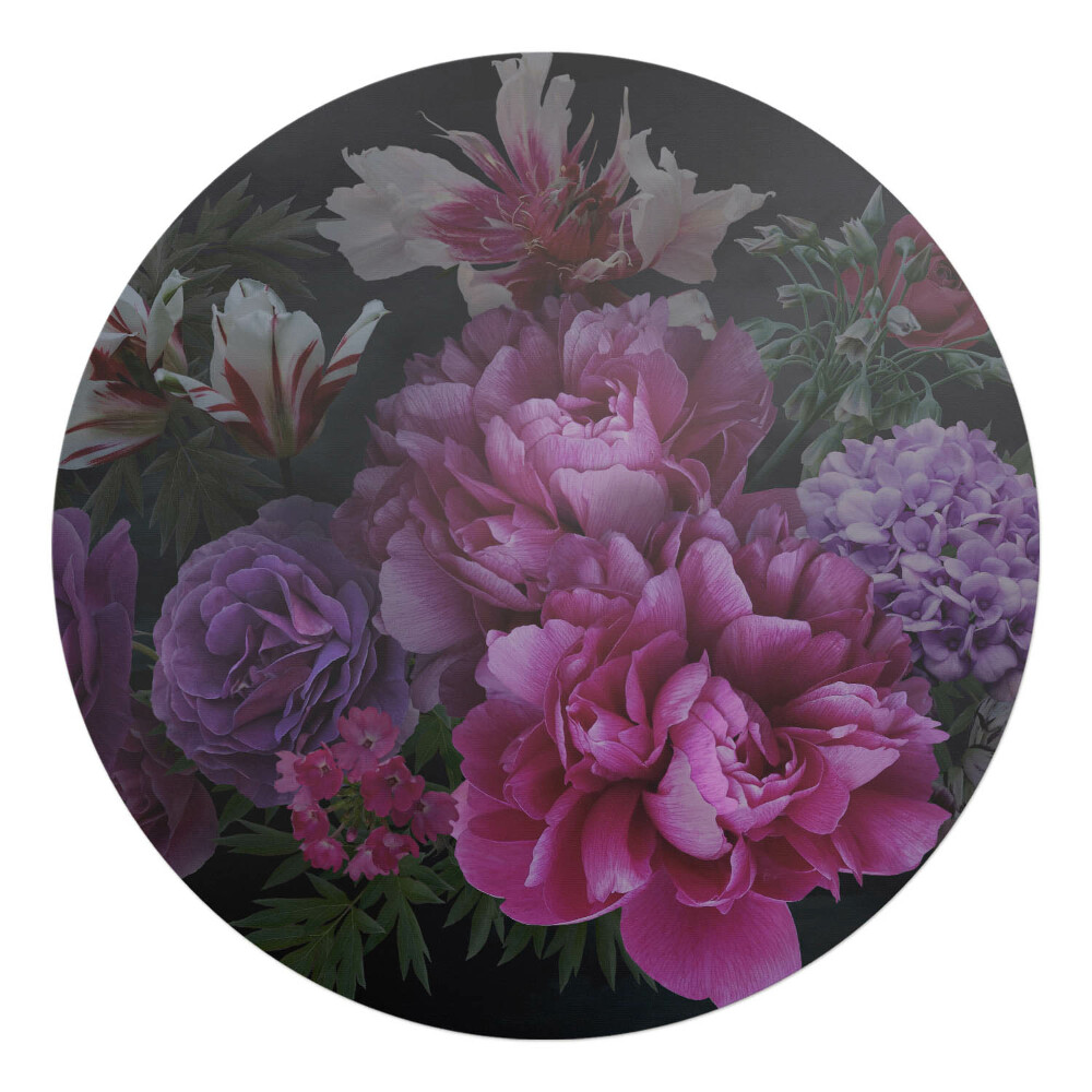 Mata pod krzesło okrągła Kwiaty w ciemności